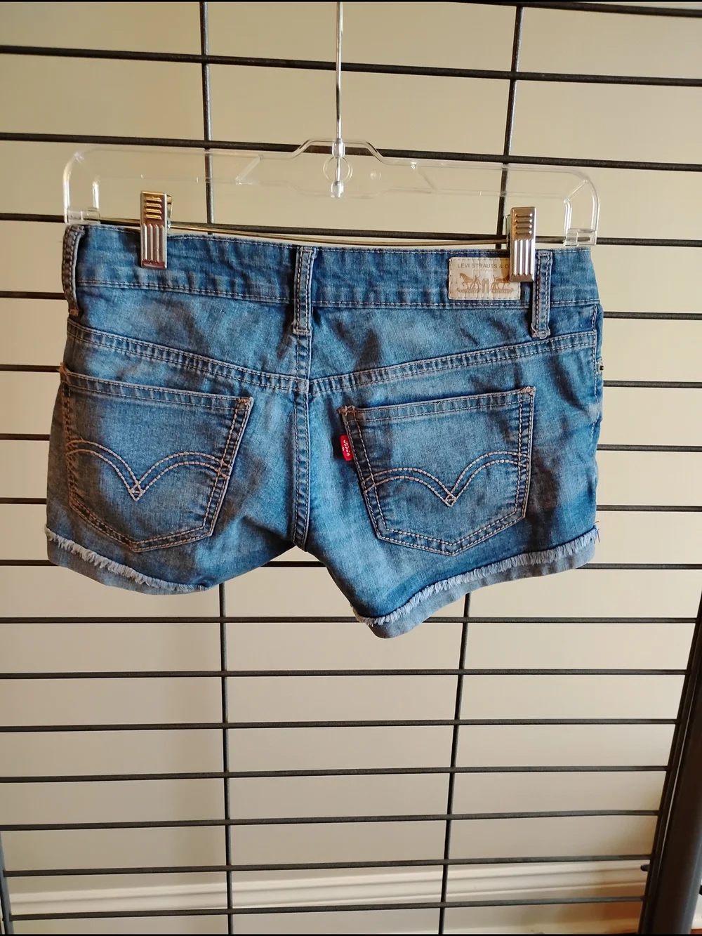 Levi's Blue Frayed Hem Denim Short Shorts